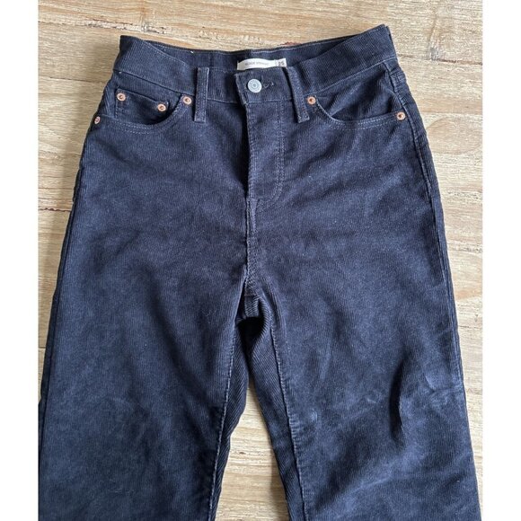Levi's Jeans Womens Size 25 WEDGIE Button Fly Washed Black Corduroy Stretch - Picture 3 of 4